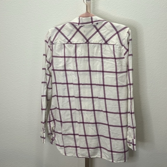 Talbots women’s button down shirt cream purple large - Picture 5 of 6
